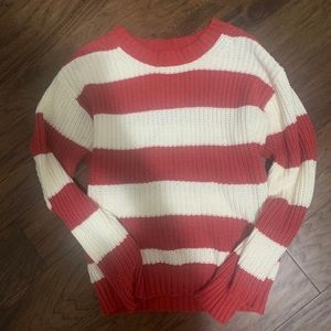 american eagle red and whit sweater